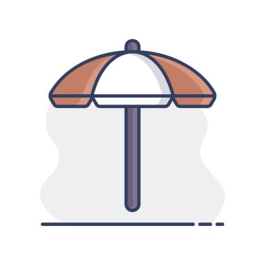 Plaj şemsiyesi vektörü izole edilmiş ikon. Yaz tabelası. Seyahat ve turizm web sitesi ve uygulama tasarımı, logo, uygulama, UI için grafik sembolü