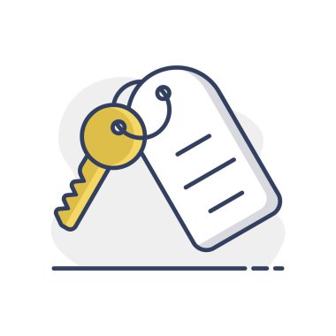 Otel odası anahtarı ve numara vektör simgesi. Seyahat ve turizm web sitesi ve uygulama tasarımı, logo, uygulama, UI için grafik sembolü