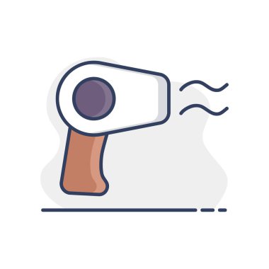 Saç kurutma makinesi düz vektör izole ikonu. Ev elektriği web sitesi ve uygulama tasarımı, logo, uygulama, UI için grafik sembolü
