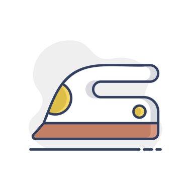 Buhar demiri düz vektör izole ikonu. Ev elektriği web sitesi ve uygulama tasarımı, logo, uygulama, UI için grafik sembolü