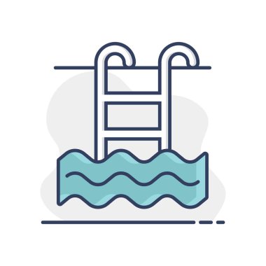 Yüzme havuzu düz vektör izole ikonu. Seyahat ve turizm web sitesi ve uygulama tasarımı, logo, uygulama, UI için grafik sembolü