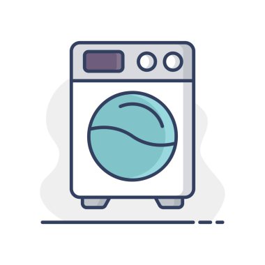 Çamaşır makinesi düz vektör izole ikonu. Ev elektriği web sitesi ve uygulama tasarımı, logo, uygulama, UI için grafik sembolü