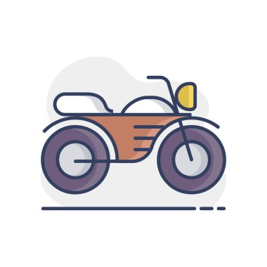Motosiklet vektörü simgeyi izole etti. Seyahat ve turizm web sitesi ve uygulama tasarımı, logo, uygulama, UI için grafik sembolü