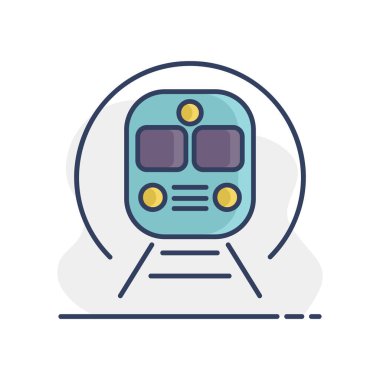 Metro metro treni vektörü ikonu izole etti. Seyahat ve turizm web sitesi ve uygulama tasarımı, logo, uygulama, UI için grafik sembolü