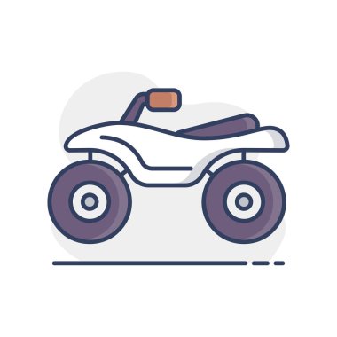 ATV sürücüsü, Dörtlü bisiklet vektörü izole edilmiş simge. Seyahat ve turizm web sitesi ve uygulama tasarımı, logo, uygulama, UI için grafik sembolü