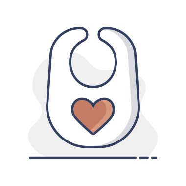 Bebek önlüğü taşıyıcısı ikonu izole etti. Çocuklar ve yeni doğmuş bebekler için grafik sembolü Web sitesi ve uygulama tasarımı, logo, uygulama, UI