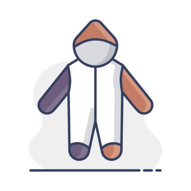 Bebek giysisi izole edilmiş vektör ikonu. Bebek Romper. Çocuklar ve yeni doğmuş bebekler için grafik sembolü Web sitesi ve uygulama tasarımı, logo, uygulama, UI