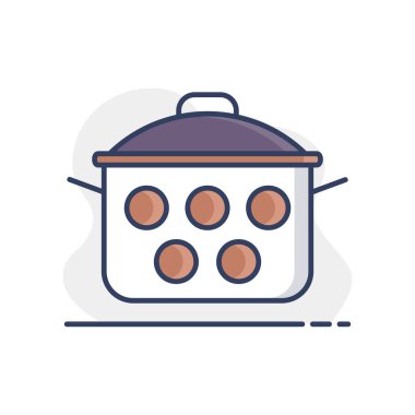 Tencere vektör simgesi. Tencere ya da tava işareti. Yemek pişirme web sitesi tasarımı, logo, uygulama, UI için grafik sembolü
