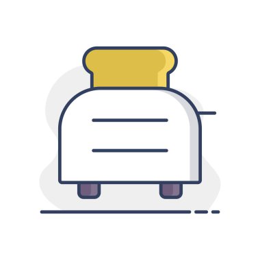 Tost makinesi ve vektör simgesi. Mutfak aletleri. Yemek pişirme web sitesi tasarımı, logo, uygulama, Ui için grafik sembolü