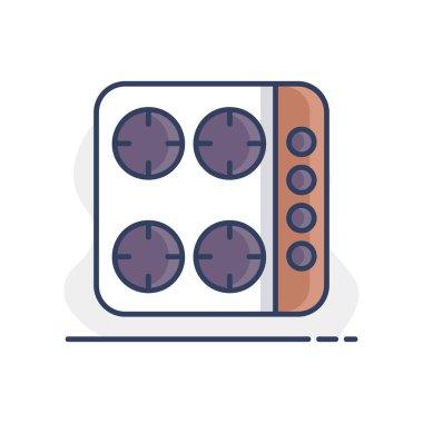 Üst yemek paneli, yüzey. İndüksiyon sobası. Yemek pişirme web sitesi tasarımı, logo, uygulama, Ui için grafik sembolü