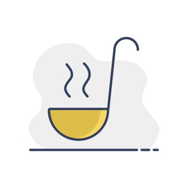 Çorba kepçesi vektör simgesi. Mutfak aletleri. Yemek pişirme web sitesi tasarımı, logo, uygulama, Ui için grafik sembolü