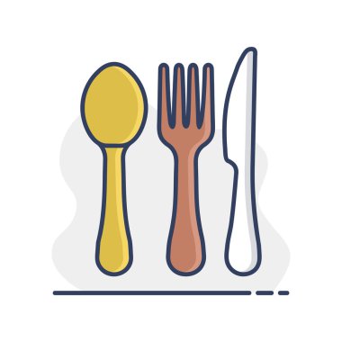 Kaşık çatalı ve bıçak vektör ikonu. Yemek pişirme web sitesi tasarımı, logo, uygulama, Ui için grafik sembolü
