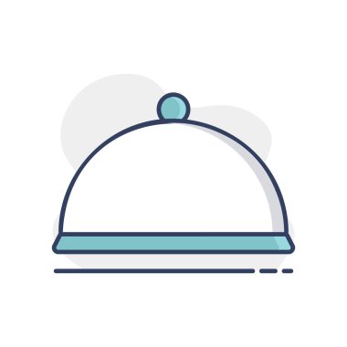 Cloche, yemek tepsisi vektör ikonu. Mutfak aletleri. Yemek pişirme web sitesi tasarımı, logo, uygulama, Ui için grafik sembolü
