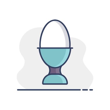 Yumurta kabı ikonunda rafadan yumurta. Mutfak aletleri. Yemek pişirme web sitesi tasarımı, logo, uygulama, UI için grafik sembolü