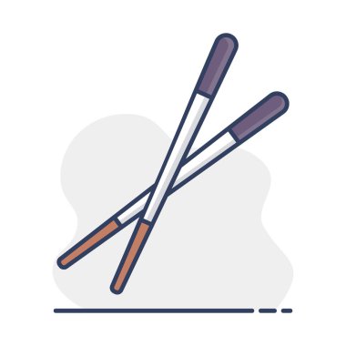 Çin yemek çubukları, pirzola çubukları vektör simgesi. Mutfak aletleri. Yemek pişirme web sitesi tasarımı, logo, uygulama, UI için grafik sembolü