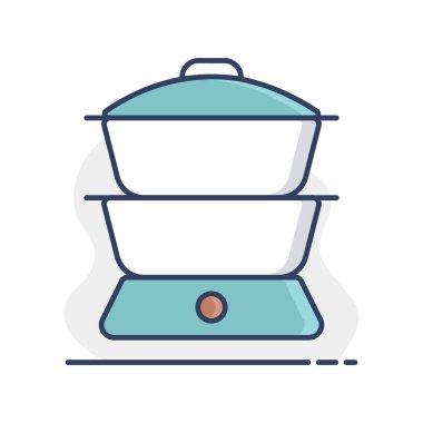 Çift kazan vektör ikonu. Mutfak aletleri. Yemek pişirme web sitesi tasarımı, logo, uygulama, UI için grafik sembolü