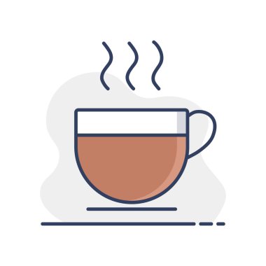 Buhar vektörü ikonlu bir fincan kahve. Mutfak aletleri. Yemek pişirme web sitesi tasarımı, logo, uygulama, UI için grafik sembolü