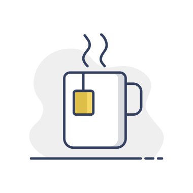 Buhar vektörü ikonlu bir fincan kahve. Mutfak aletleri. Yemek pişirme web sitesi tasarımı, logo, uygulama, UI için grafik sembolü