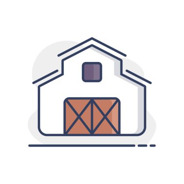 Barn izole ikonu. Çiftlik hayvanı işareti. Web sitenizin tasarımı için grafik sembolü, logo, uygulama, UI. Vektör illüstrasyonu