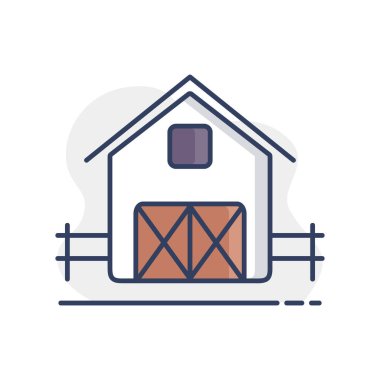 Barn izole ikonu. Çiftlik hayvanı işareti. Web sitenizin tasarımı için grafik sembolü, logo, uygulama, UI. Vektör illüstrasyonu