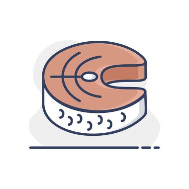 Steak of red fish salmon isolated icon. Farm animal sign. Graph symbol for your web site design, logo, app, UI. Vector illustration