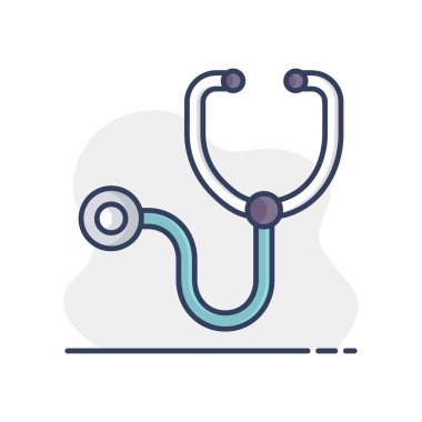 Tıbbi steteskop vektör ikonu izole edildi. İlaç ve sağlık sigortası, tıbbi destek işareti. Tıbbi web sitesi ve uygulama tasarımı için grafik sembolü, logo, uygulama, UI