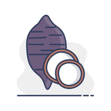 Tatlı patates izole vektör ikonu. Sebze işareti. Gıda ve içecek web sitesi için grafik sembolü, uygulama tasarımı, mobil uygulamalar ve yazdırma ortamı, logo, UI