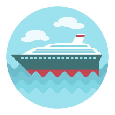 Seyir gemisi düz vektör simgesi. Seyahat ve turizm web sitesi ve uygulama tasarımı, logo, uygulama, UI için grafik sembolü