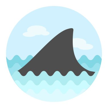 Köpekbalığı yüzgeci vektör simgesi. Plaj. Yaz. Yaz. Tatil, eps 10