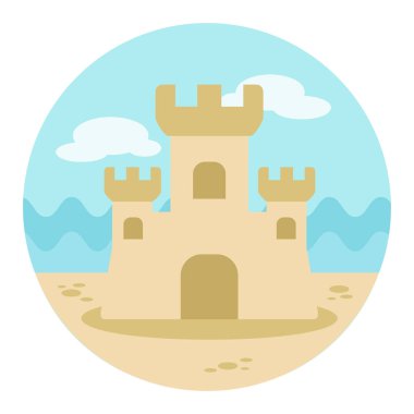 Kum kale vektör simgesi. Plaj. Yaz. Yaz. Tatil, eps 10