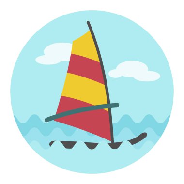 Yönetim Kurulu Rüzgar Sörfü vektör simgesi. Plaj. Yaz. Yaz. Tatil. Tatil, eps 10