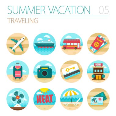 Seyahat vektör Icon set. Yaz saati. Tatil, eps 10