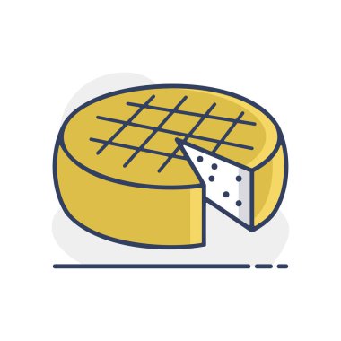 Kesilmiş vektör ikonlu sert peynir. Süt ürünleri tabelası. Yemek pişirme web sitesi ve uygulama tasarımı, logo, uygulama, UI için grafik sembolü