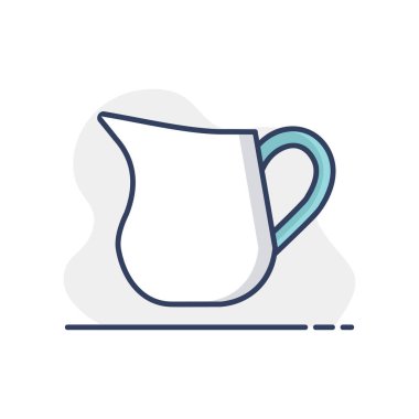 Krema sürahi vektör ikonu. Süt ürünleri tabelası. Yemek pişirme web sitesi ve uygulama tasarımı, logo, uygulama, UI için grafik sembolü