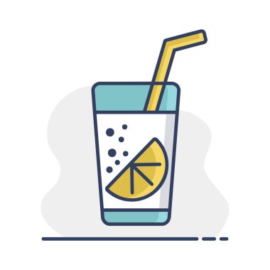 Limon vektör ikonlu bir bardak saf su. Fitness ve kilo kaybı web sitesi için grafik sembolü ve uygulama tasarımı, logo, uygulama, UI