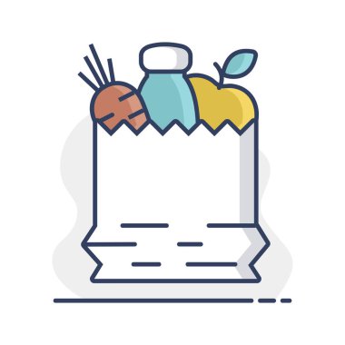 Sağlıklı besin ikonu torbası. Fitness ve kilo kaybı web sitesi için grafik sembolü ve uygulama tasarımı, logo, uygulama, UI