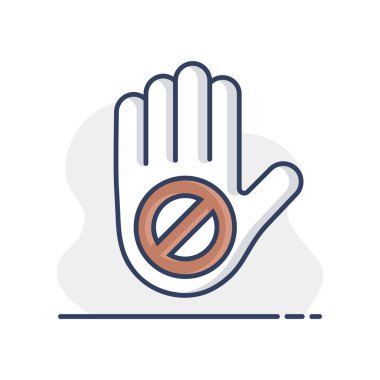 Hand stop or forbidden vector isolated icon. Demonstration, protest, strike, revolution. Graph symbol for your web site design, logo, app, UI