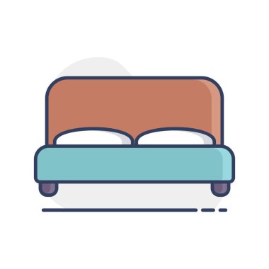 Büyük yatak vektör simgesi. Mobilya, web sitesi ve uygulama tasarımı için grafik sembolü, logo, uygulama, UI
