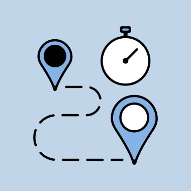 Kronometre ve rota vektör simgesi. Fitness ve kilo kaybı web sitesi için grafik sembolü ve uygulama tasarımı, logo, uygulama, UI