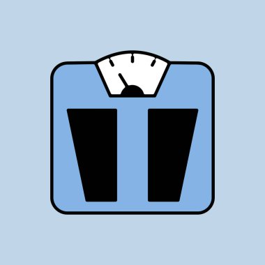 Banyo zemininde vektör ikonu var. Ağırlık ölçme ekipmanı işareti. Fitness ve kilo kaybı web sitesi için grafik sembolü ve uygulama tasarımı, logo, uygulama, UI