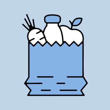 Sağlıklı besin ikonu torbası. Fitness ve kilo kaybı web sitesi için grafik sembolü ve uygulama tasarımı, logo, uygulama, UI