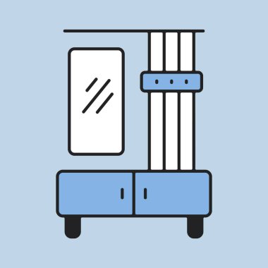 Koridor mobilya vektör simgesi. Koridor ve giriş mobilya tabelası. Mobilya, web sitesi ve uygulama tasarımı için grafik sembolü, logo, uygulama, UI