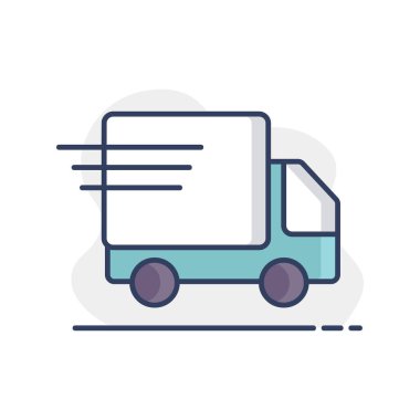 Hızlı nakliye kamyonu vektör ikonu. E-ticaret tabelası. Web sitenizin tasarımı için grafik sembolü, logo, uygulama, UI