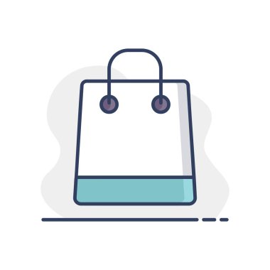 Alışveriş poşeti vektör simgesi. E-ticaret tabelası. Web sitenizin tasarımı için grafik sembolü, logo, uygulama, UI. Vektör illüstrasyonu, EPS10.