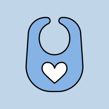 Bebek önlüğü taşıyıcısı ikonu izole etti. Çocuklar ve yeni doğmuş bebekler için grafik sembolü Web sitesi ve uygulama tasarımı, logo, uygulama, UI