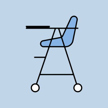 Bebek koltuğu vektörü ikonu izole etti. Çocuklar ve yeni doğmuş bebekler için grafik sembolü Web sitesi ve uygulama tasarımı, logo, uygulama, UI