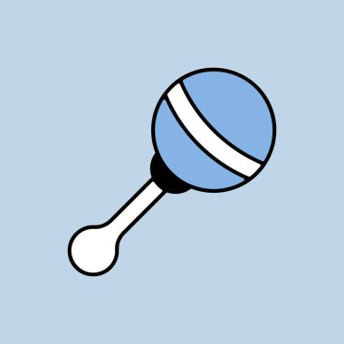 Bebek çıngıraklı oyuncak vektörü ikonu izole etti. Çocuklar ve yeni doğmuş bebekler için grafik sembolü Web sitesi ve uygulama tasarımı, logo, uygulama, UI
