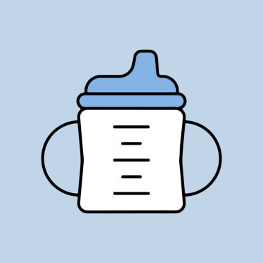 Bebek bardağı izole edilmiş vektör ikonu. Çocuklar ve yeni doğmuş bebekler için grafik sembolü Web sitesi ve uygulama tasarımı, logo, uygulama, UI