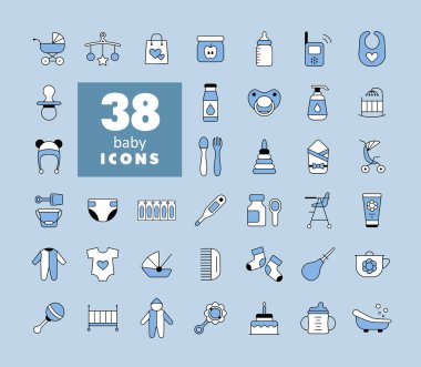Bebeğim, tek başına beslenme ve bakım ikonları hazır. Çocuklar ve yeni doğmuş bebekler için grafik sembolü Web sitesi ve uygulama tasarımı, logo, uygulama, UI