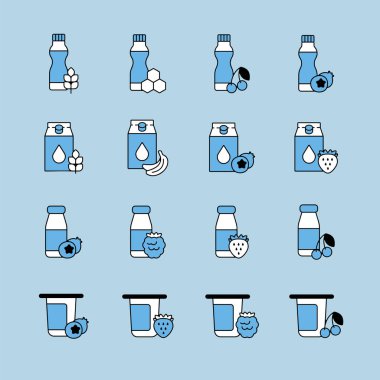 Meyveli yoğurt vektör simgesi. Süt ürünleri tabelası. Yemek pişirme web sitesi ve uygulama tasarımı, logo, uygulama, UI için grafik sembolü